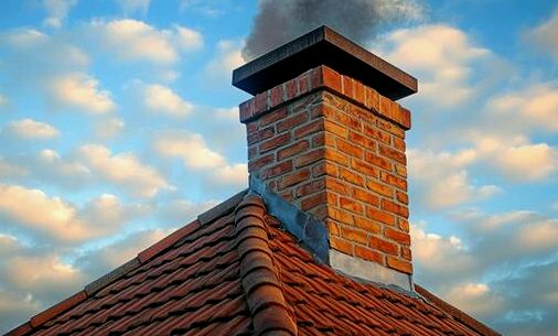 Capped flue drawing clean against an evening sky